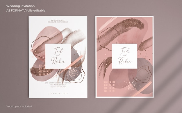 Abstract painting wedding invitation template Free Psd