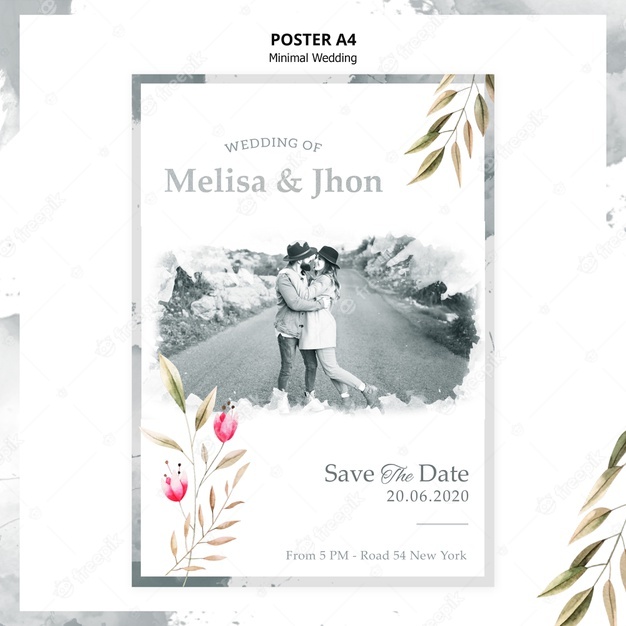 Beautiful wedding invitation poster Free Psd