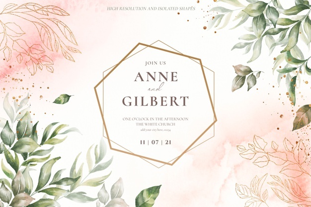 Floral wedding invitation template with soft flowers Free Psd