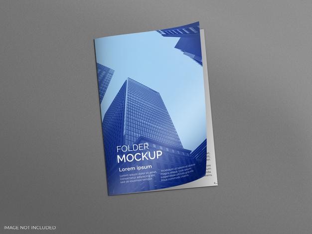 Folder in grey surface mockup Free Psd
