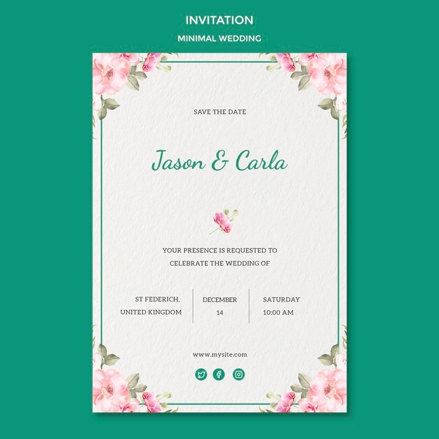 Invitation card template with wedding Free Psd