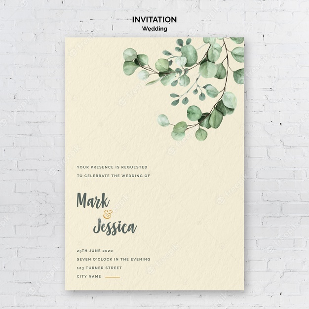 Minimalist wedding invitation Free Psd