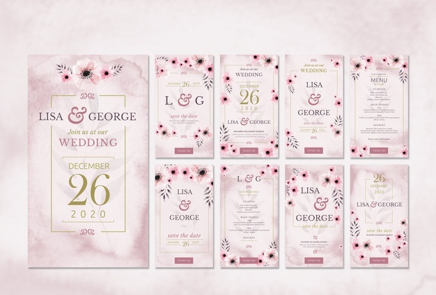 Romantic minimal wedding invitation Free Psd