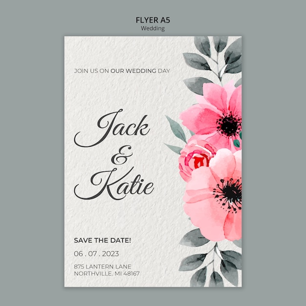 Wedding concept flyer template Free Psd