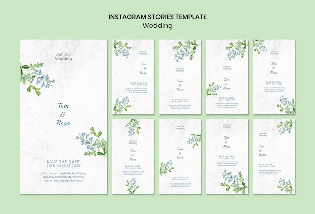 Wedding concept instagram stories template Free Psd