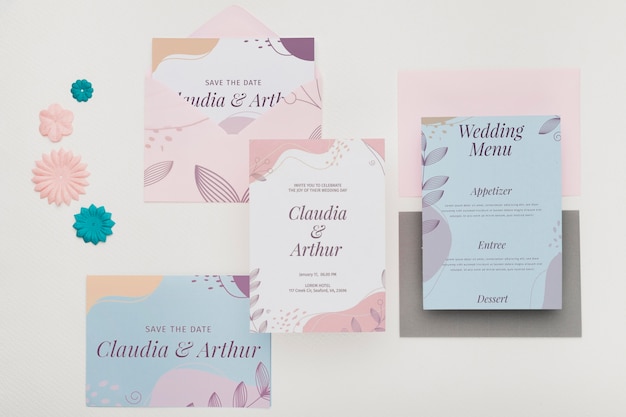 Wedding invitation concept mock-up Free Psd