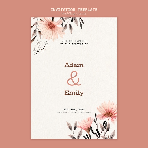 Wedding invitation template concept Free Psd