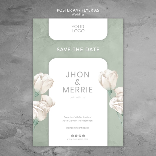 Wedding poster template theme Free Psd