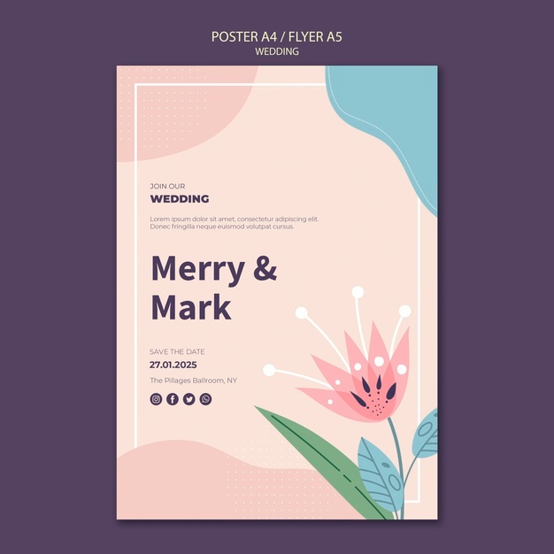 Wedding poster template Free Psd