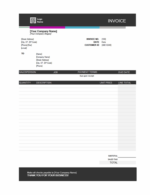 Service invoice (Blue Gradient design)