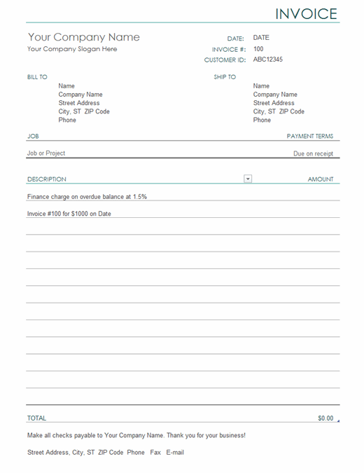 Invoice with finance charge (simple)
